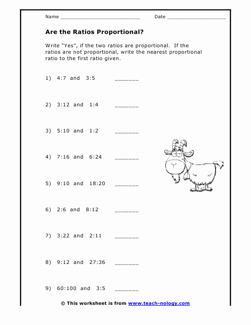 Ratios and Proportions Worksheet Beautiful are the Ratios Proportional
