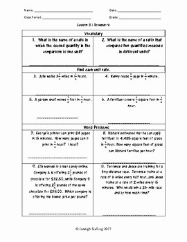 Ratios and Rates Worksheet Unique Unit 3 Proportional Reasoning with Ratios and Rates