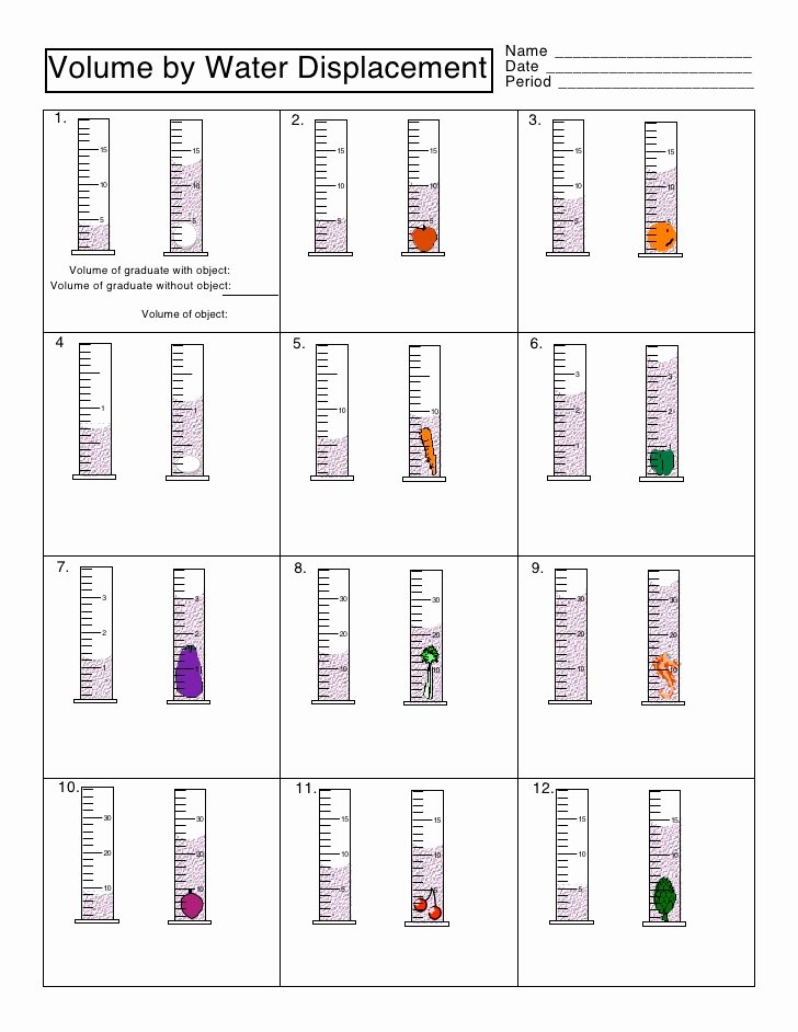 Reading A Graduated Cylinder Worksheet Fresh Volume by Displacement