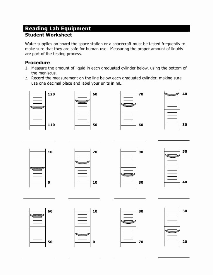 Reading Graduated Cylinders Worksheet