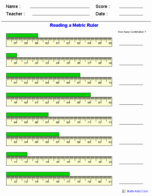 Reading A Metric Ruler Worksheet Inspirational Measurement Worksheets