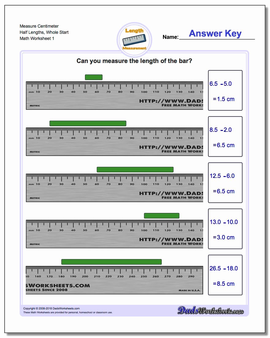 Reading A Ruler Worksheet Pdf Elegant Measure Centimeters From wholes
