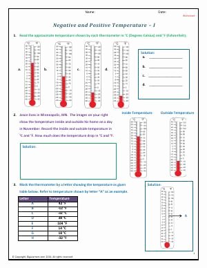Reading A thermometer Worksheet Beautiful Worksheet Negative and Positive Temperature I