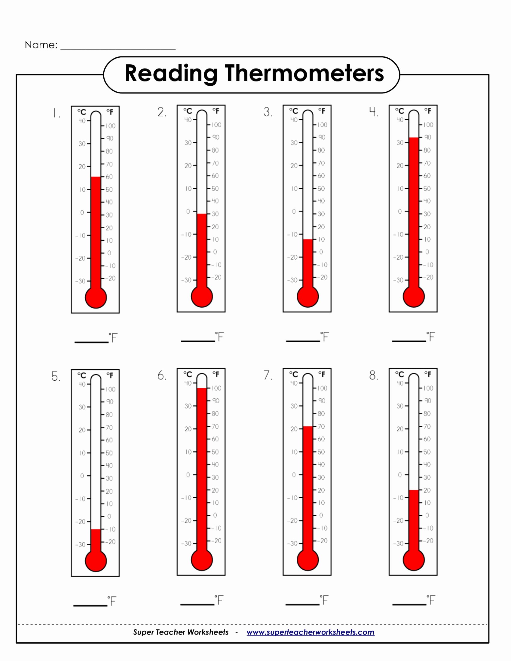 45 Reading A Thermometer Worksheet