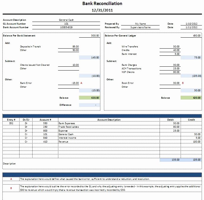 Reconciling A Bank Statement Worksheet Awesome Free Excel Bank Reconciliation Template Download