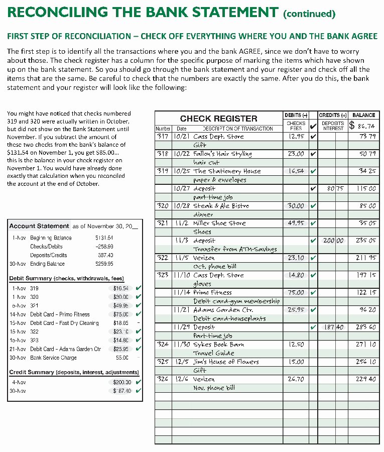 50 Reconciling A Bank Statement Worksheet