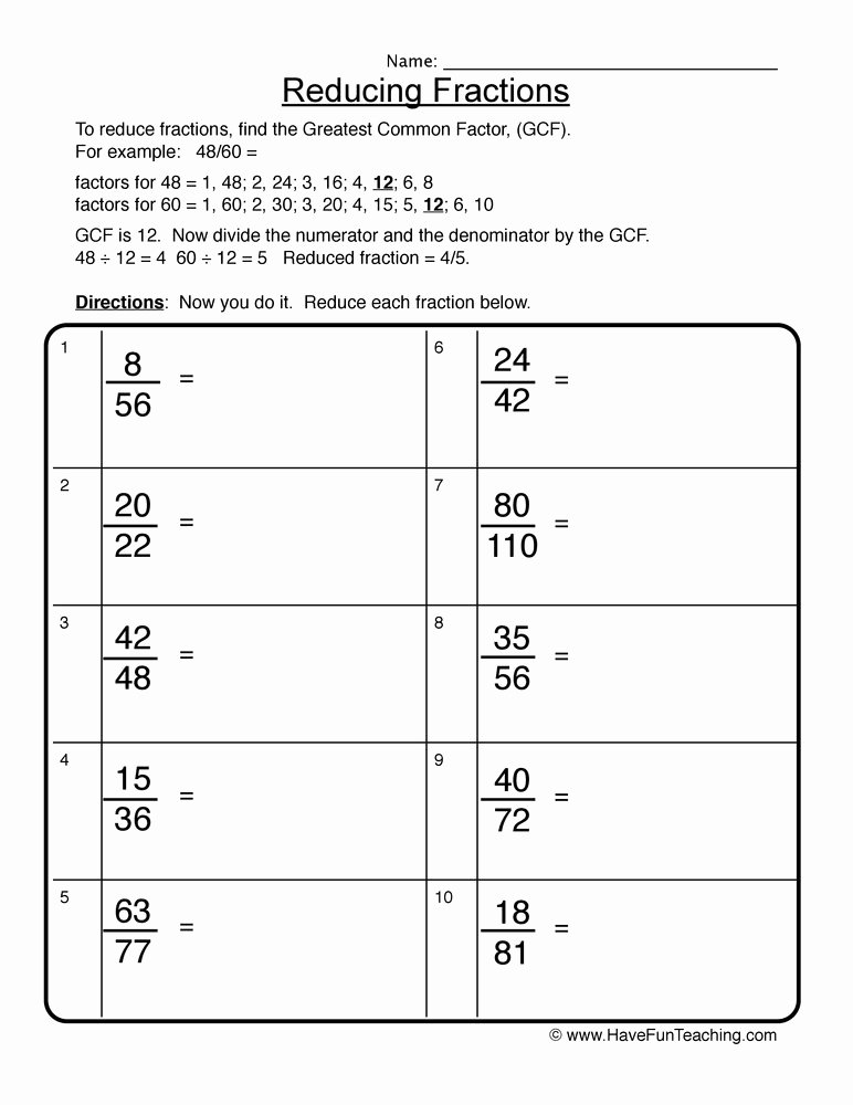 Reducing Fractions Worksheet Pdf Awesome Parts Of A whole Worksheet