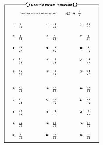 Reducing Fractions Worksheet Pdf Awesome Simplying Fractions Level 5 by Whidds Teaching Resources