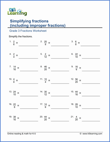 Reducing Fractions Worksheet Pdf Elegant Grade 3 Math Worksheets Simplifying Fractions