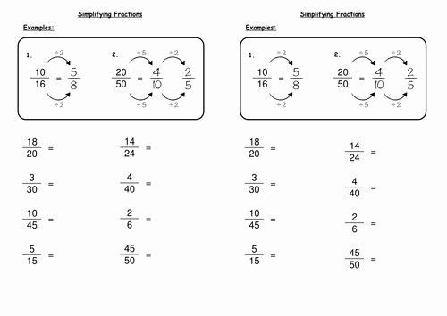 Reducing Fractions Worksheet Pdf Fresh Simplifying Fractions by Deechadwick Teaching Resources