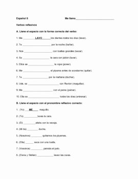Reflexive Verbs Spanish Worksheet Beautiful Reflexive Verbs Spanish Practice Sheet Homework by Lilafox