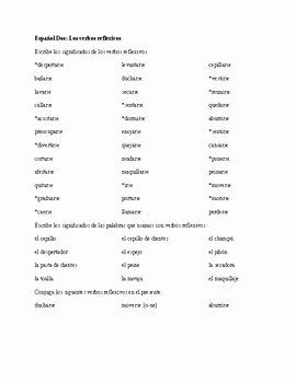 Reflexive Verbs Spanish Worksheet Lovely Spanish 2 Reflexive Verb Worksheet by Spanishfanatic