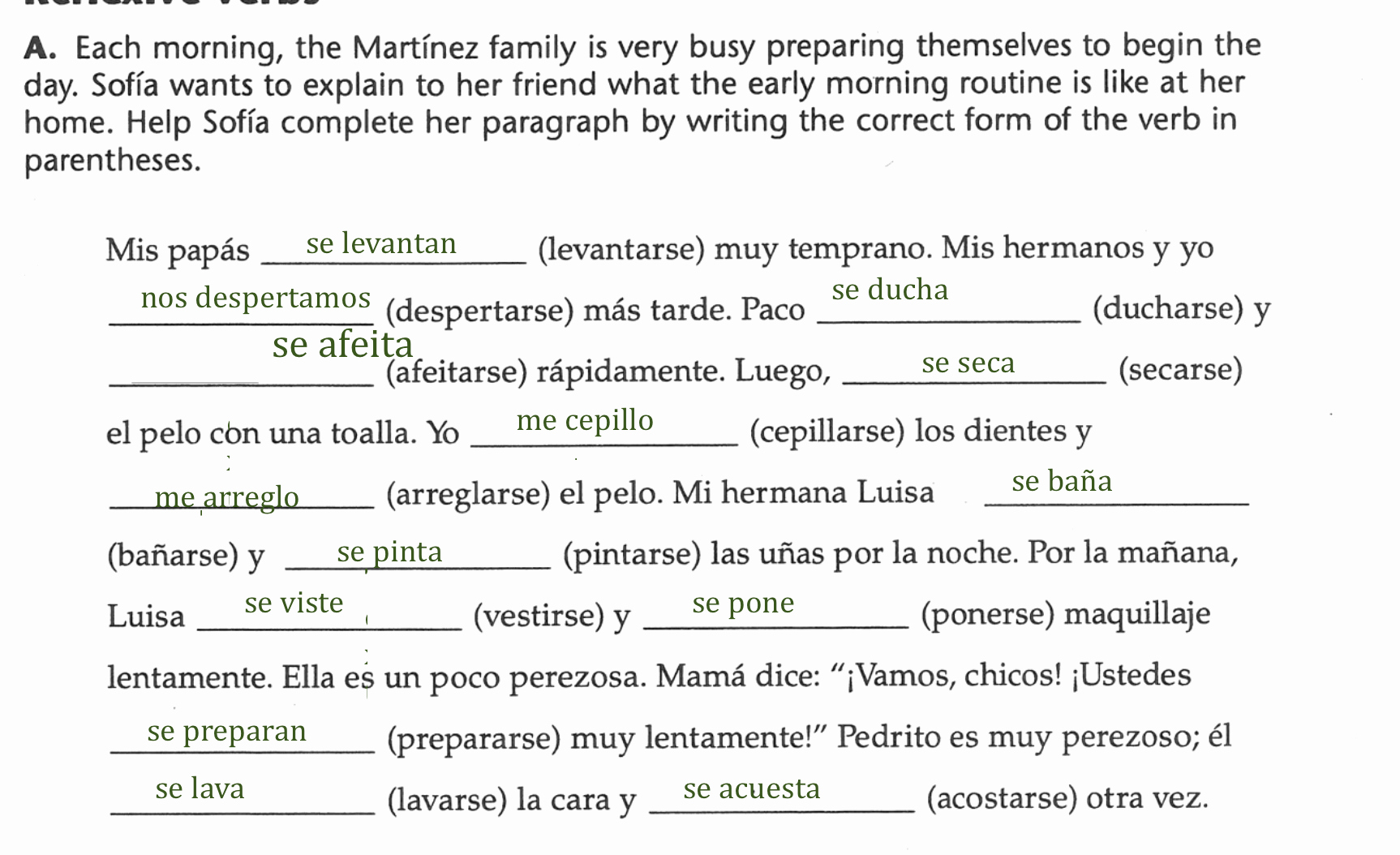 Reflexive Verbs Spanish Worksheet Luxury Estructura 71 Reflexive Verbs Worksheet Answers