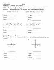 Relations and Functions Worksheet Fresh Function Worksheet Pdf Math Models Name Worksheet 4 1