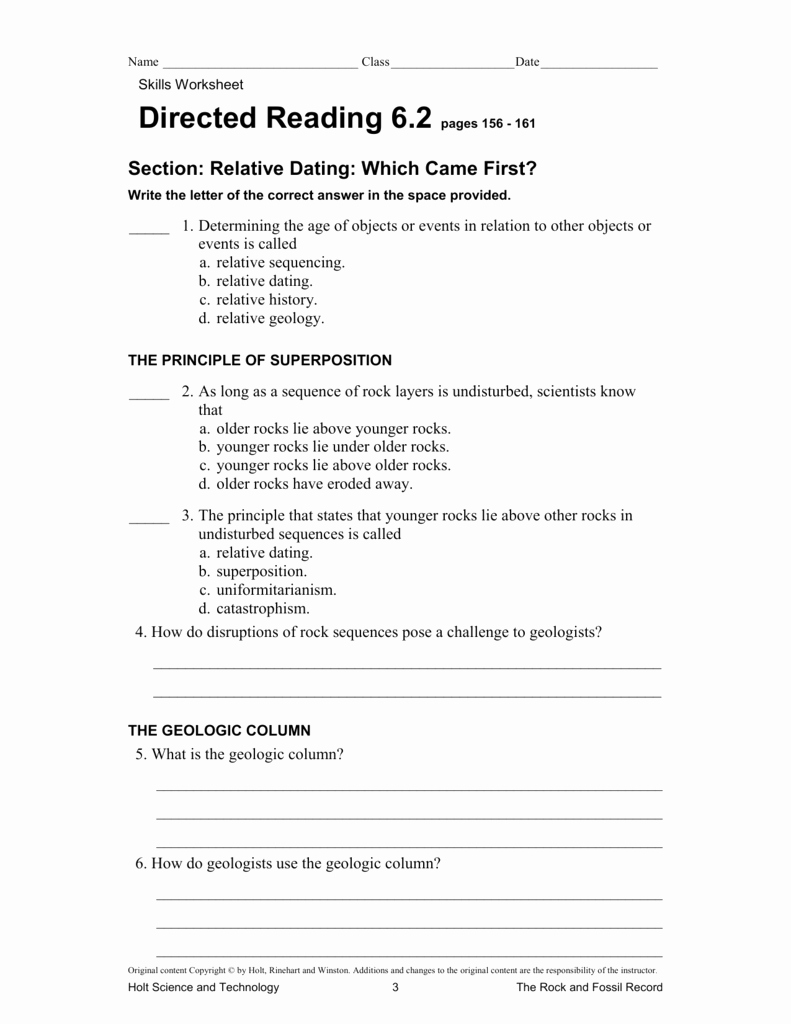 Relative Dating Worksheet Answer Key Lovely Younger Sequence