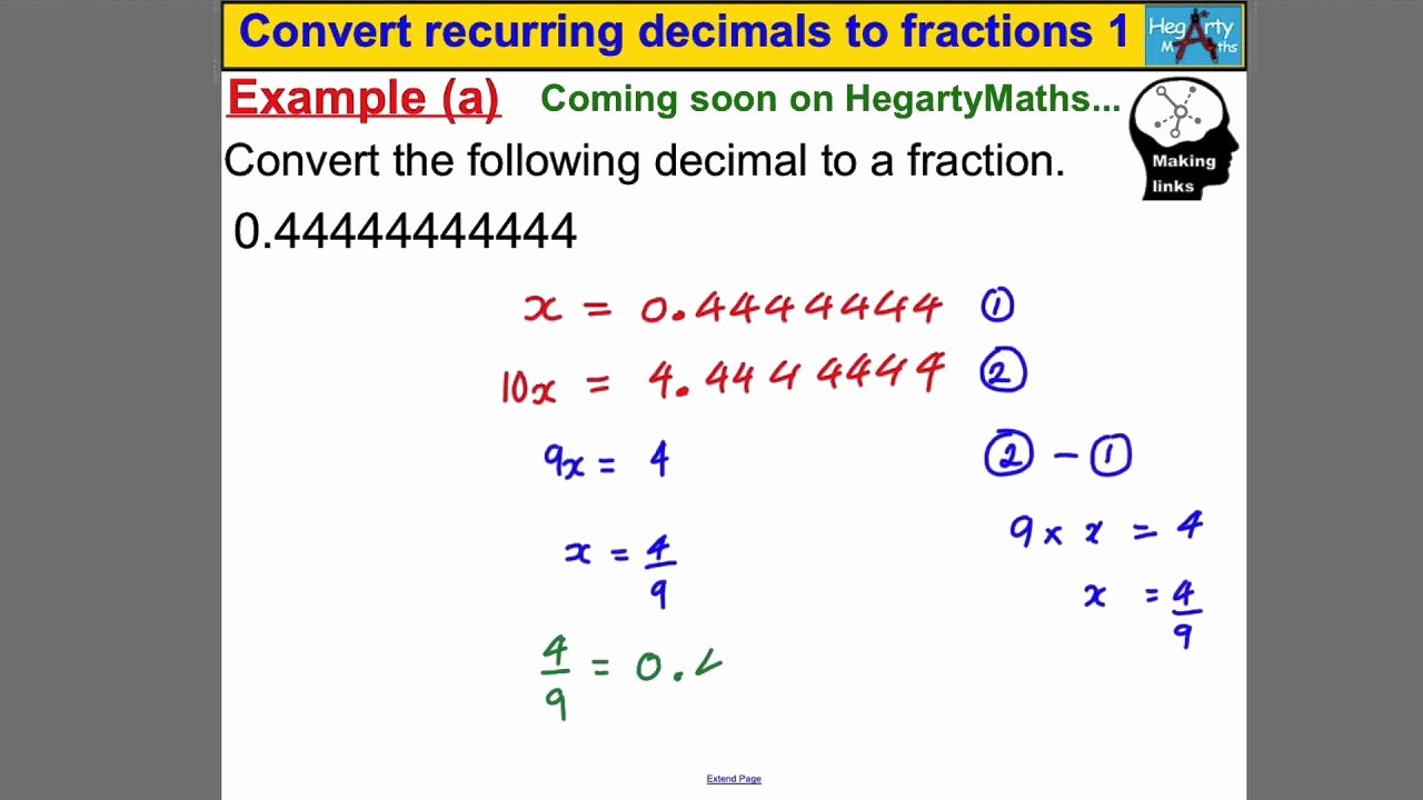 Repeating Decimal to Fraction Worksheet Luxury Convert Recurring Decimals to Fractions 1