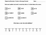 Search repeating decimals to fractions worksheets