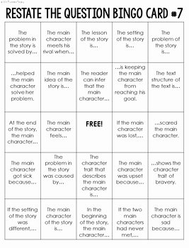 Restating the Question Worksheet Unique Restate the Question Bingo by Jennifer Findley