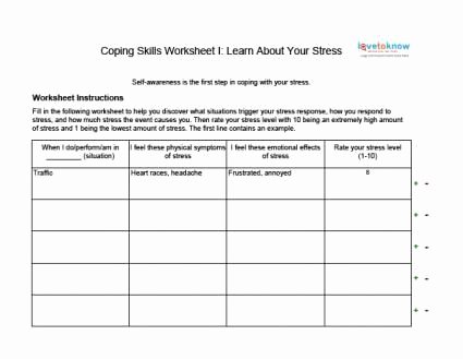 Resume Worksheet for Adults Elegant Stress Management Coping Skills Worksheets for Adults