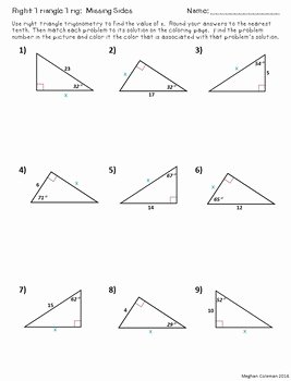 Right Triangle Trig Worksheet Answers Awesome Zombie Color by Number Right Triangle Trig Missing