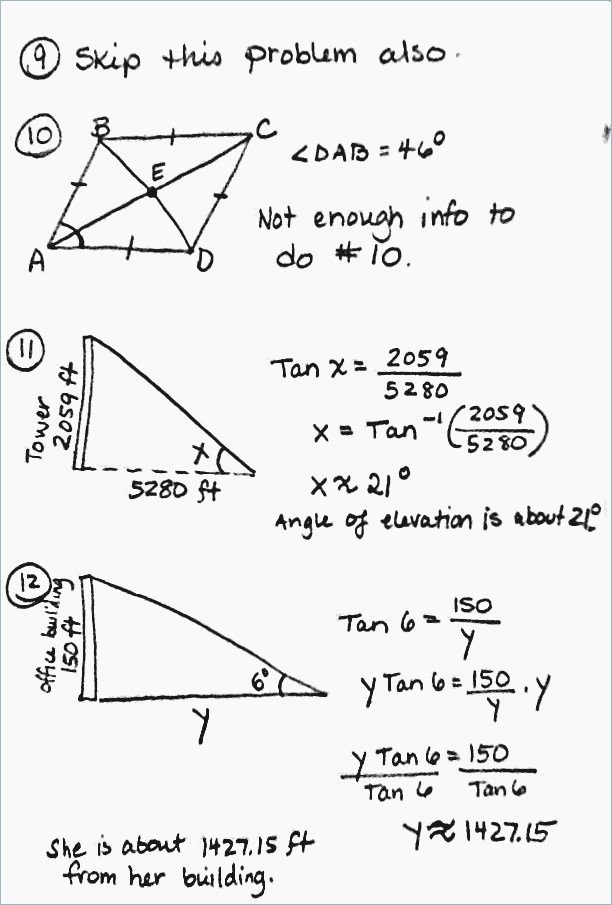 Right Triangle Trig Worksheet Answers Beautiful 15 Trig Word Problems Worksheet Answers