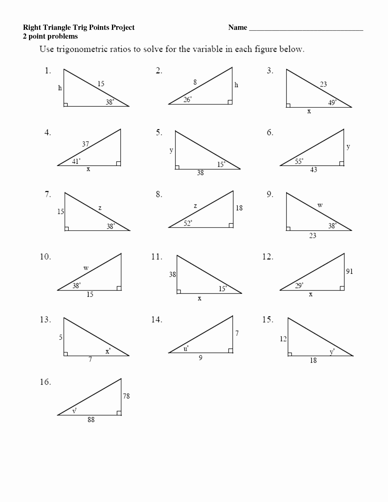 Right Triangle Trig Worksheet Answers Best Of Trigonometry Ratios In Right Triangles Worksheet the Best