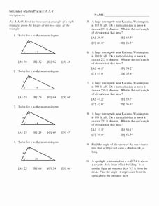 Right Triangle Trig Worksheet Answers Unique Right Triangle Trigonometry Worksheet for 10th Grade