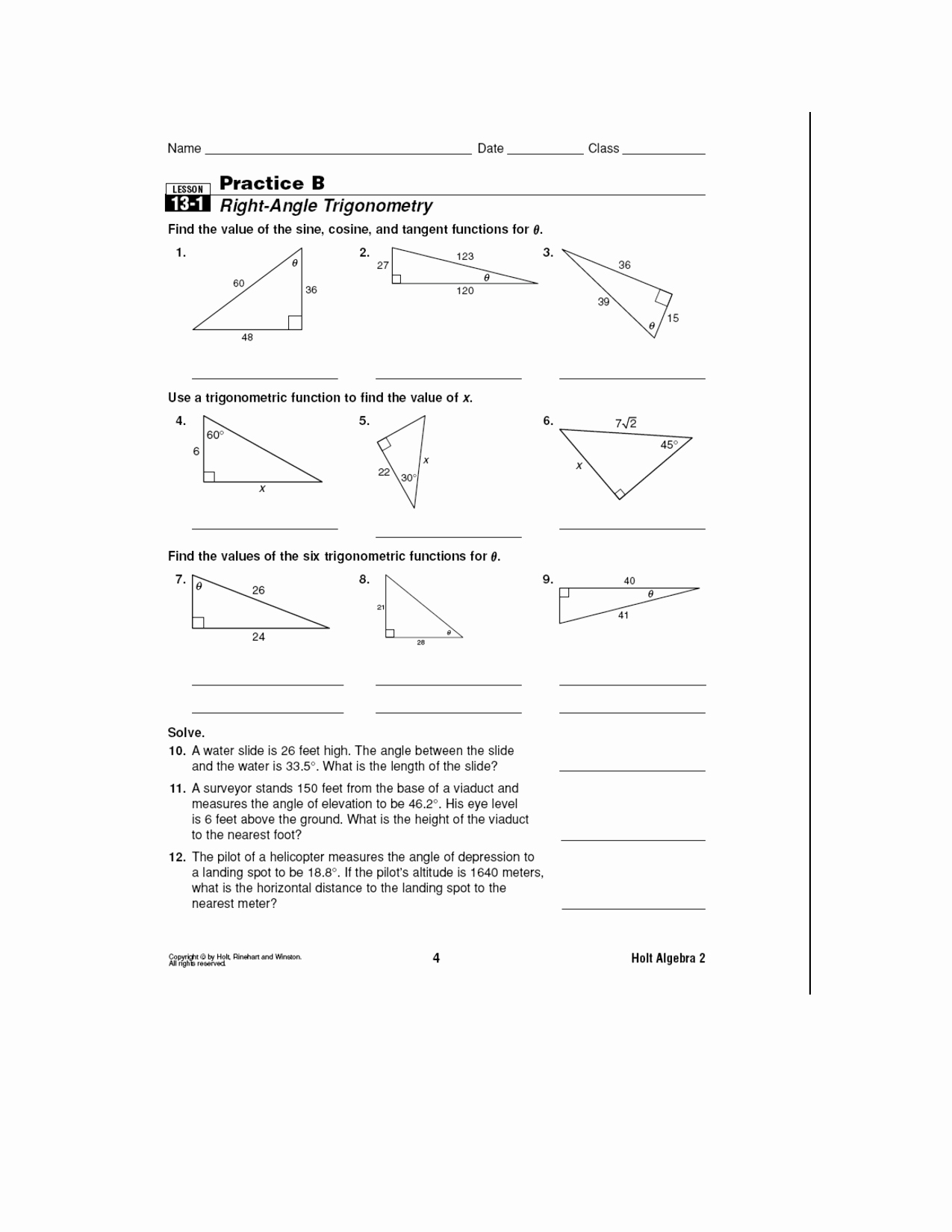 Right Triangle Trig Worksheet Elegant 11 Best Of Right Triangle Trigonometry Worksheet