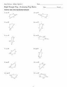 Right Triangle Trig Worksheet Lovely Right Triangle Trigonometry Evaluating Trigonometric