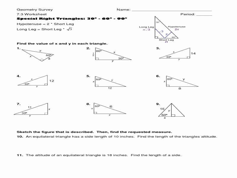 Right Triangle Trigonometry Worksheet Answers Beautiful Special Right Triangles Worksheet