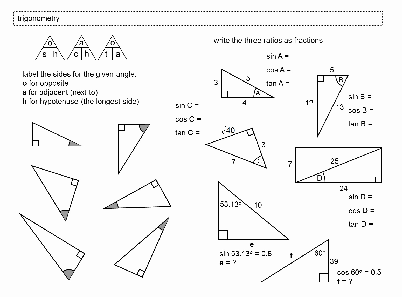 Right Triangle Trigonometry Worksheet Answers Unique Median Don Steward Mathematics Teaching Trigonometry