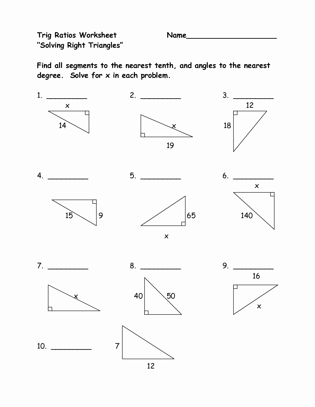 Right Triangle Trigonometry Worksheet Awesome 14 Best Of Basic Trigonometry Worksheet Trig