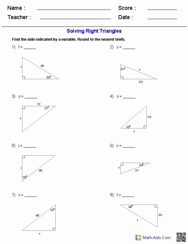 Right Triangle Trigonometry Worksheet Fresh solving Right Triangles Worksheets