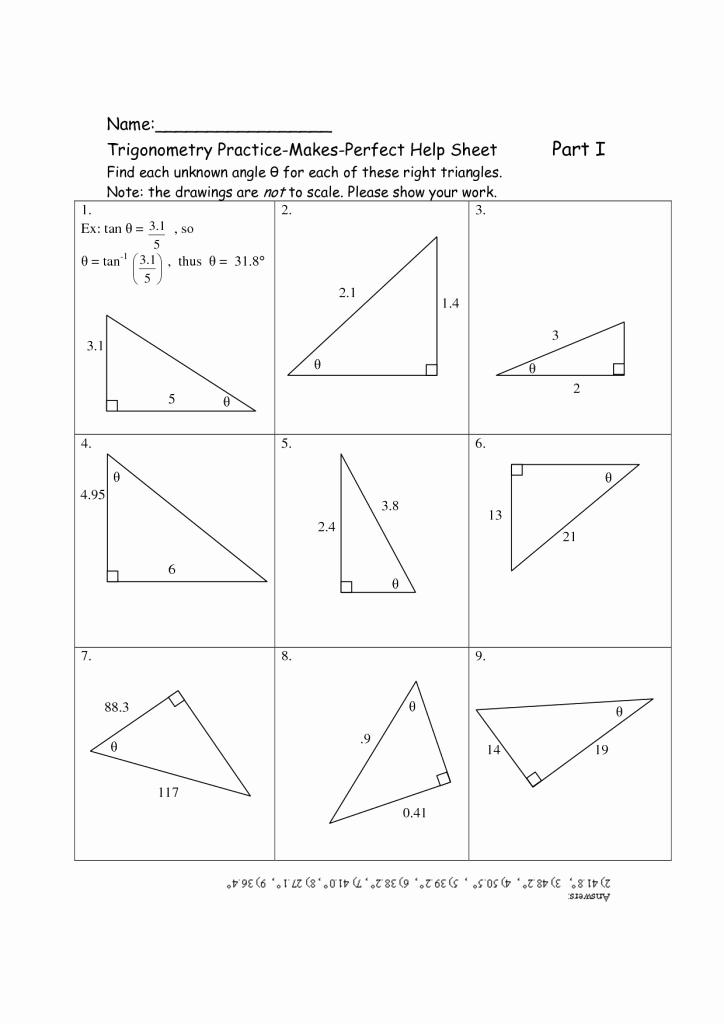 Right Triangle Trigonometry Worksheet New Right Triangle Trigonometry Practice Worksheets