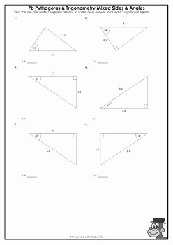 Right Triangle Trigonometry Worksheet Unique Right Triangles Pythagoras and Trigonometry Worksheets