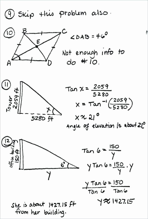 Right Triangle Word Problems Worksheet Awesome Special Right Triangles Worksheet Answer Key with Work