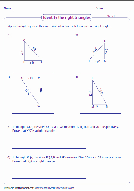 Right Triangle Word Problems Worksheet Beautiful Pythagorean theorem Worksheets