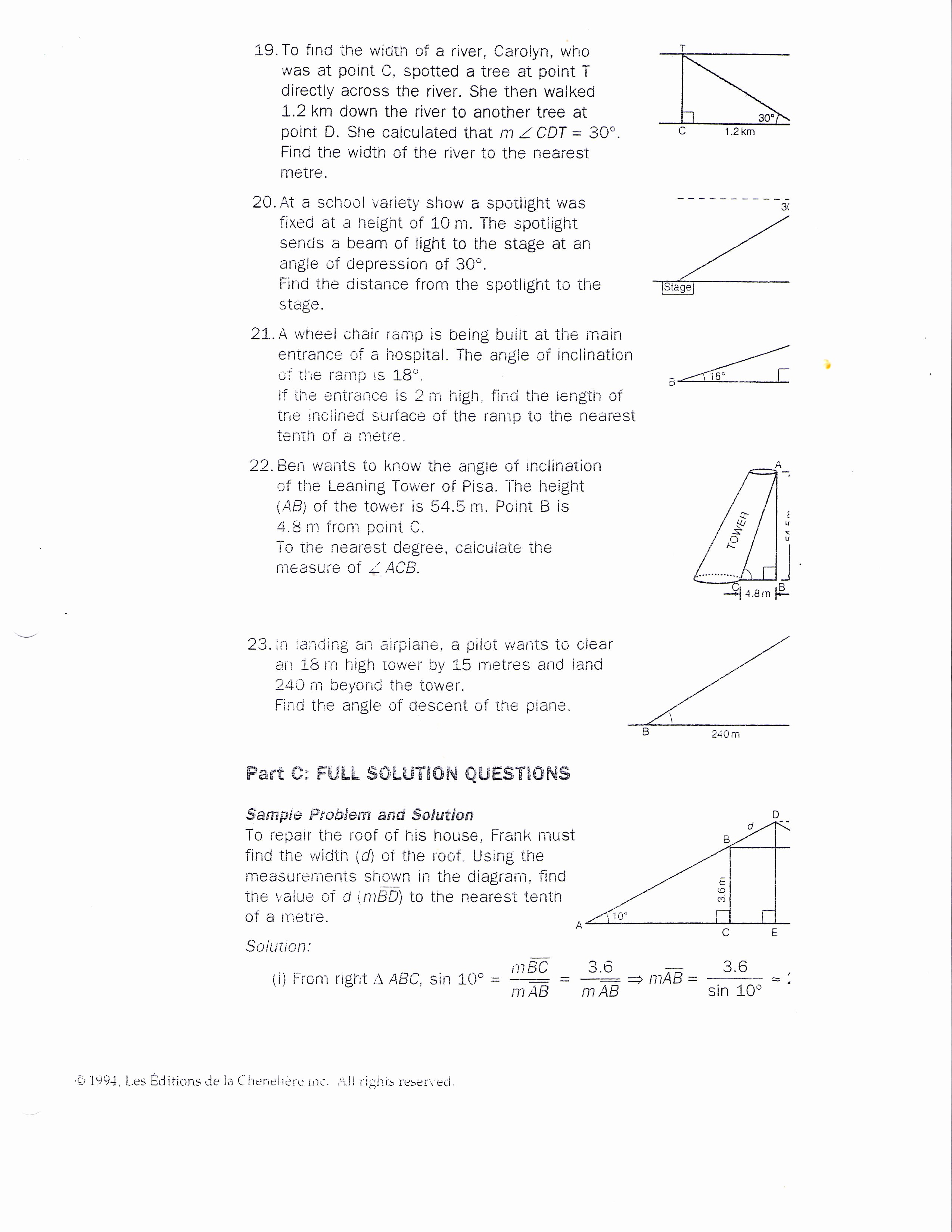 Right Triangle Word Problems Worksheet Beautiful Right Triangle Trigonometry Word Problems Worksheet the