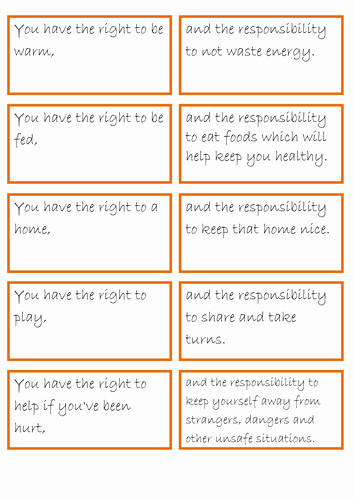 Rights and Responsibilities Worksheet Beautiful Rights and Responsibilities Pairs Game by Zoefoster