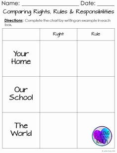 Rights and Responsibilities Worksheet Luxury Childrens Rights and Responsibilities Printable Posters
