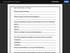 Rights and Responsibilities Worksheet Luxury Rights Responsibilities and Privileges 3rd 6th Grade