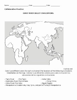 River Valley Civilizations Worksheet Answers Awesome Early River Valley Civilization Worksheet Map to Label