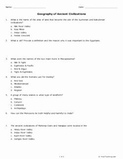 River Valley Civilizations Worksheet Answers Awesome Geography Of Ancient Civilizations Grade 6 Free