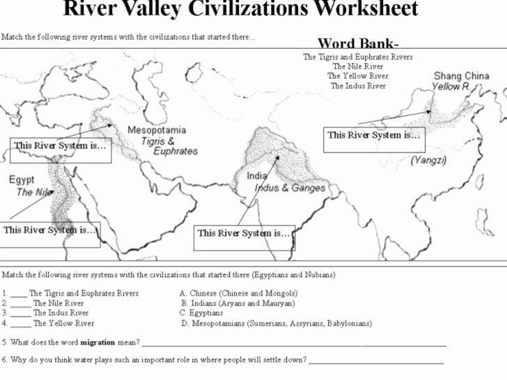 River Valley Civilizations Worksheet Answers Awesome River Valley Civilizations Worksheet