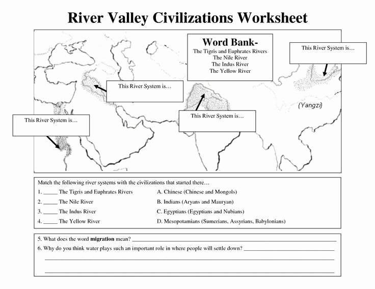 River Valley Civilizations Worksheet Answers