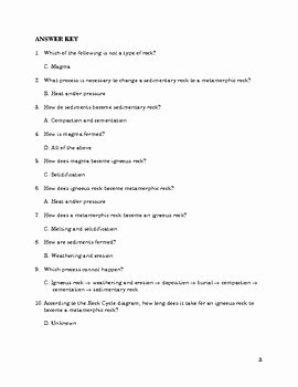 Rock Cycle Worksheet Answers Elegant Rock Cycle Quiz and Answer Key by the Sci Guy