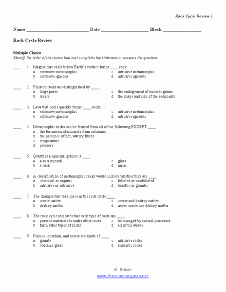 Rock Cycle Worksheet Middle School Awesome Rock Cycle Review Worksheet for 7th 9th Grade