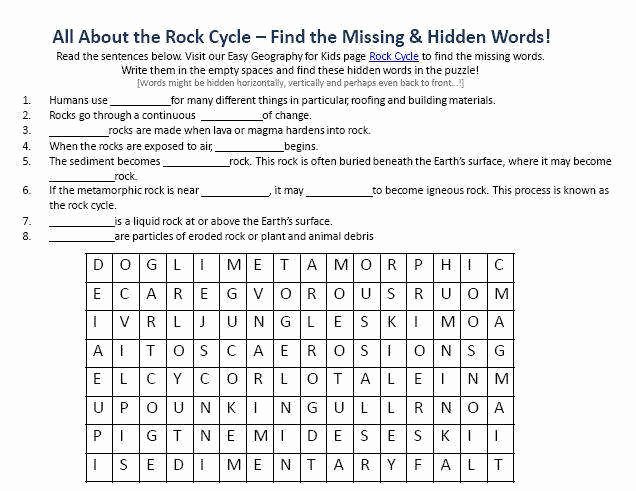 Rock Cycle Worksheet Middle School Lovely Rock Cycle Worksheet