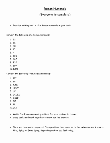Roman Numerals Worksheet Pdf Awesome Roman Numerals Worksheet Year 5 by Hrhughes Teaching