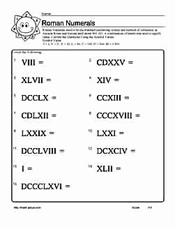 Roman Numerals Worksheet Pdf Fresh Roman Numeral Worksheets with Answers